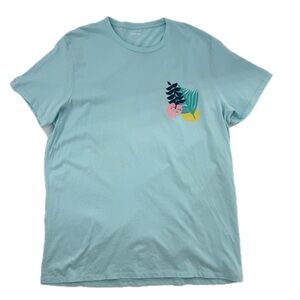 Bonobos Cockatoo Leaf Design Graphic T-Shirt Light Blue Men's Slim Fit Size XL